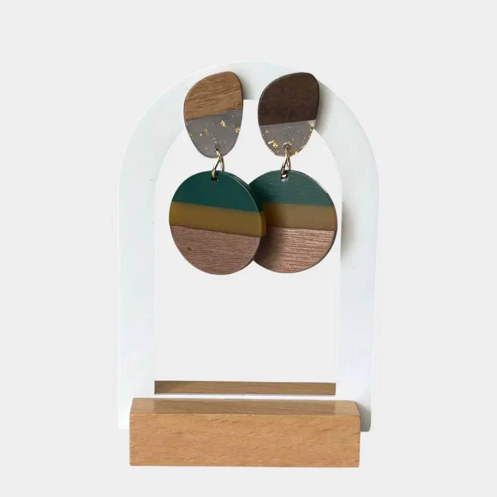 Earth Tone Geometric Drop Earrings
